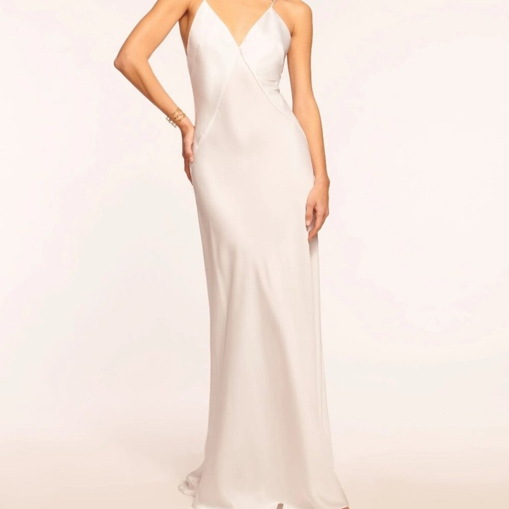 NWT Ramy Brook Caspe V-Neck Gown in White